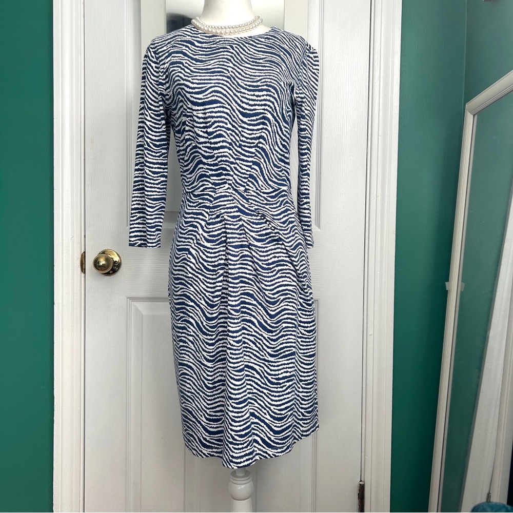J.McLaughlin Classic Navy & White Zebra Print Sheath Dress XS